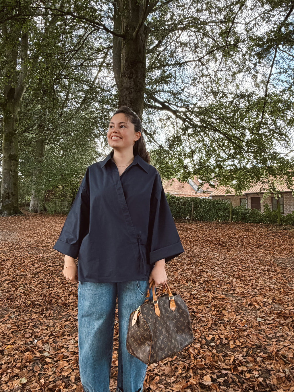 ELLIS WRAP BLOUSE - NAVY