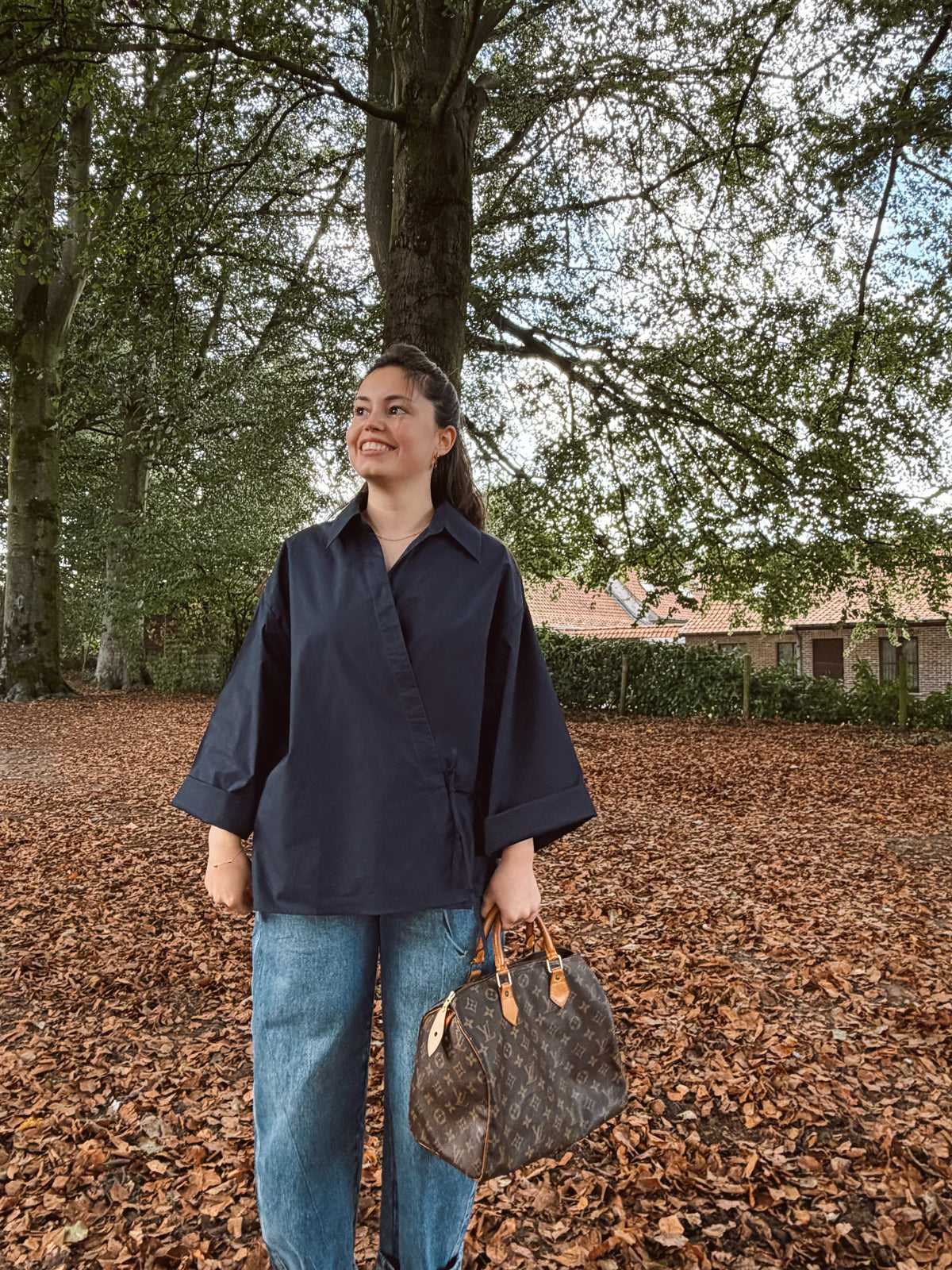 ELLIS WRAP BLOUSE - NAVY